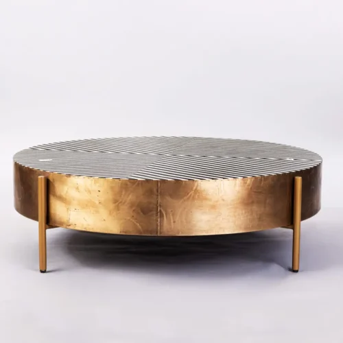 Reims Bone inlay and brass geometrical center table