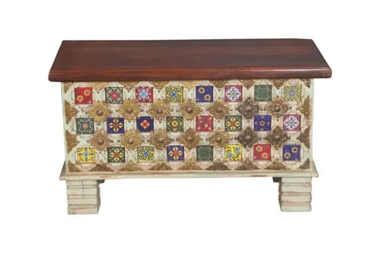 Siena Wooden coffee table trunk box - Purana Darwaza