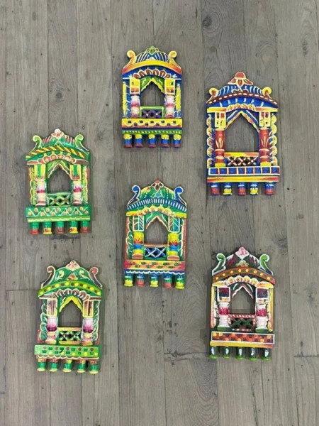 Valence Wooden Jharokha mirrors - Set of 6