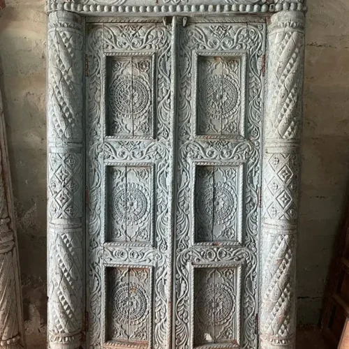 Vintage Wooden Hand Carved Door, Indian Haveli Doors, Indian Wooden Door