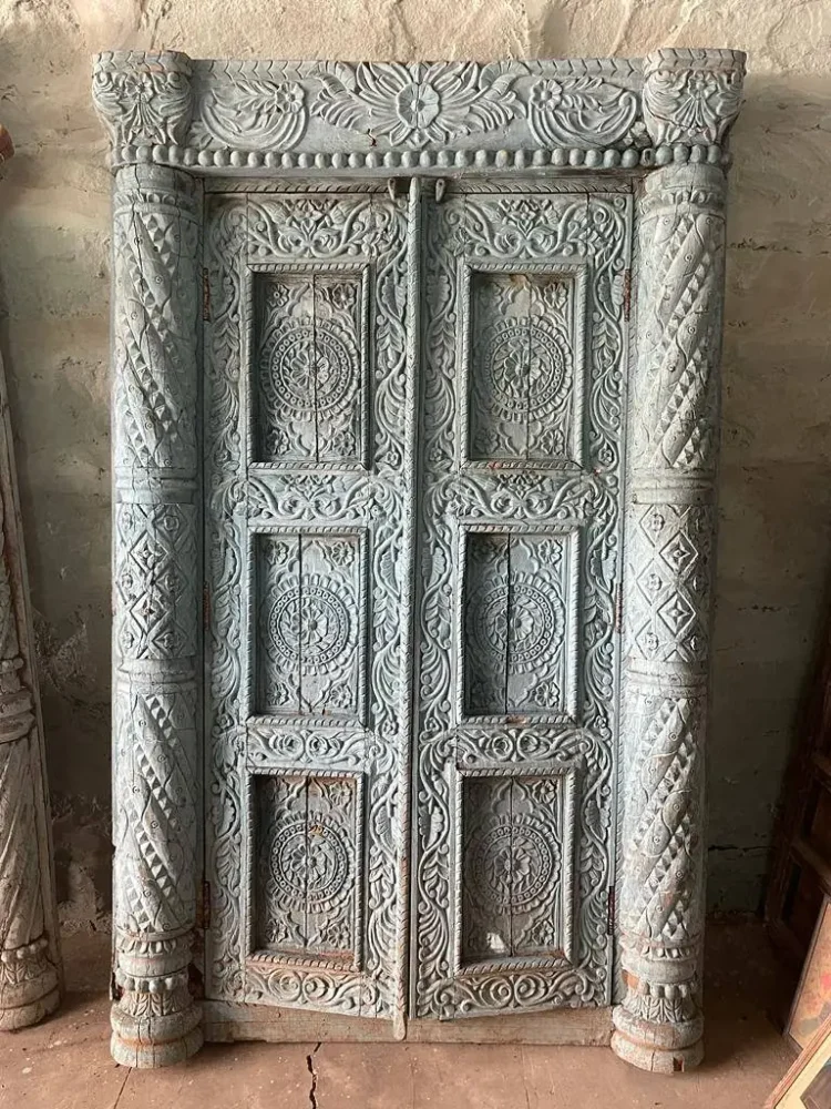 Vintage Wooden Hand Carved Door, Indian Haveli Doors, Indian Wooden Door