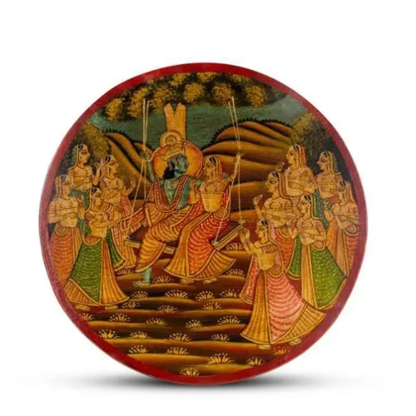 Traditional Pichwai Painting on Wooden Frame - Radha Krishna1