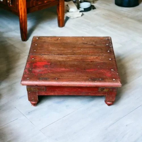 Graceful Gaddi Vintage Indian Chowki, Antique Indian low table, Vintage wooden low table