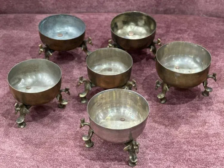 Katori Vintage brass bowl set of 6 4