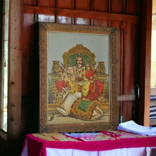 Original Raja Ravi Varma Print - Lord Shiva With Family