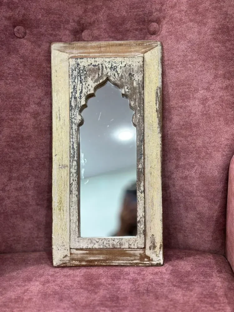 Rewa Vintage Wooden Mirror Frame - Purana Darwaza