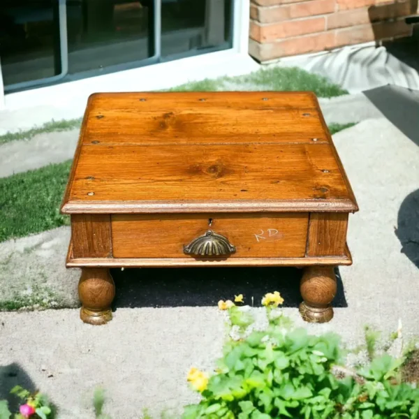 Timeless Taboret Vintage Indian Chowki, Antique Indian low table, Vintage wooden low table