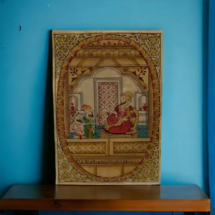 Isfahan Exquisite Indian-Persian Mughal Painting on Camel Bone