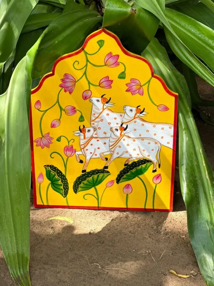 Nandini Hand Painted Wooden Wall Panel - Purana Darwaza