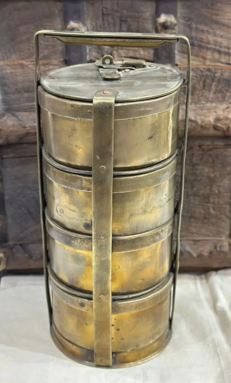 Sushila Vintage Brass Tiffin Box - Purana Darwaza