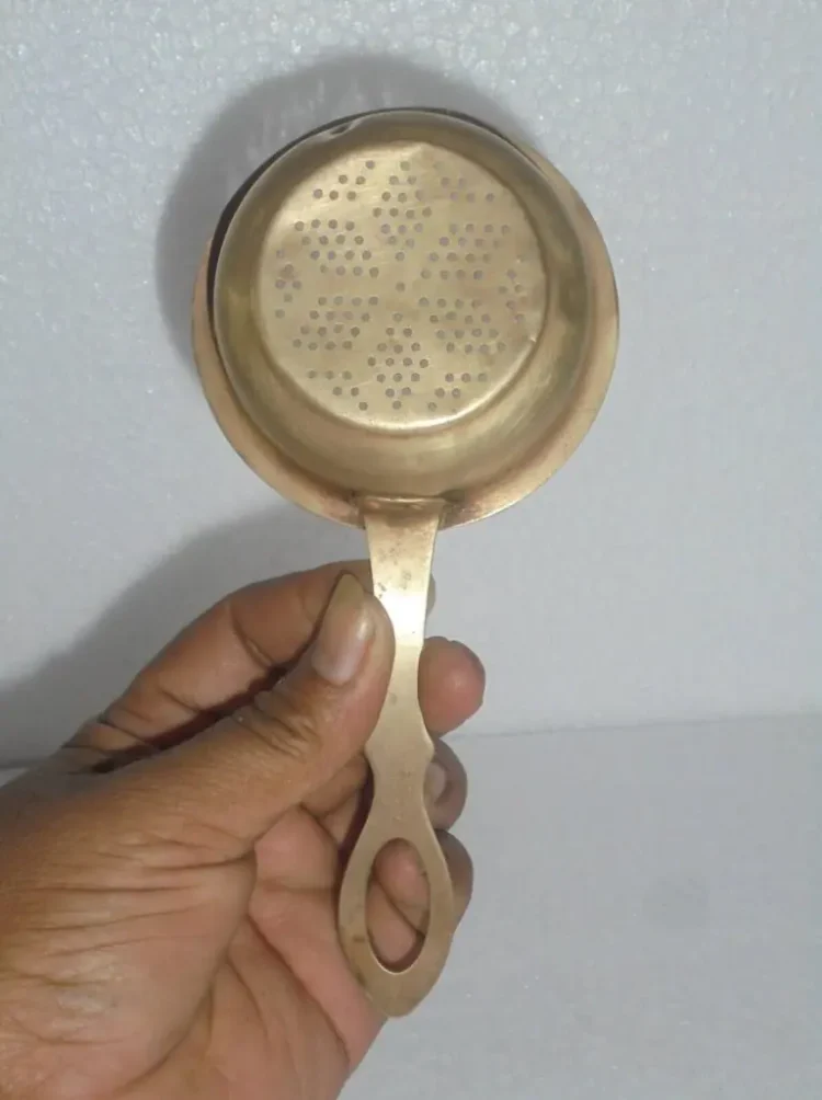 Timeless Elegance: Vintage Brass Tea Strainers - 60-70 Years Old, Rich Patina, and Exceptional Craftsmanship - Purana Darwaza