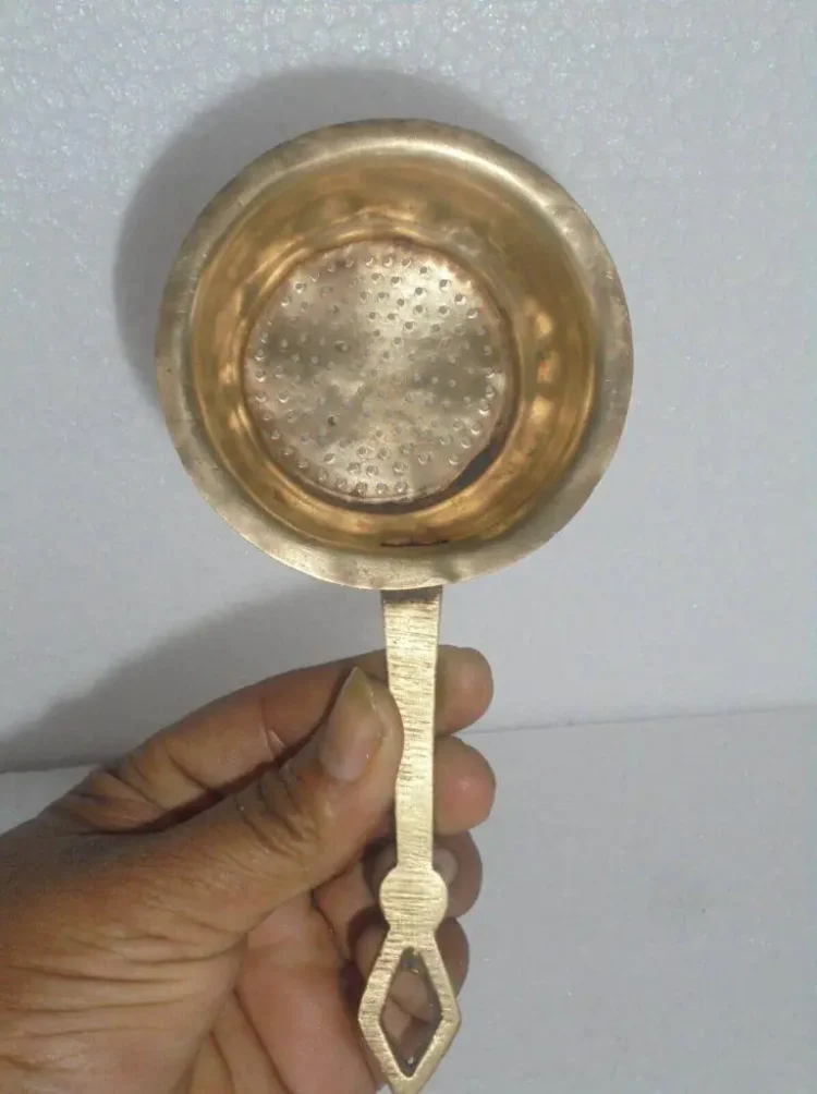 Timeless Elegance: Vintage Brass Tea Strainers - 60-70 Years Old, Rich Patina, and Exceptional Craftsmanship - Purana Darwaza