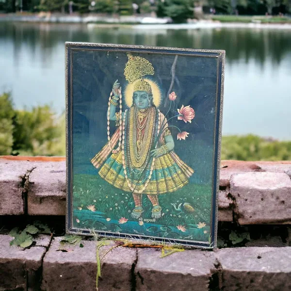 Vintage Framed Oleograph - Yamuna Ji Nathdwara