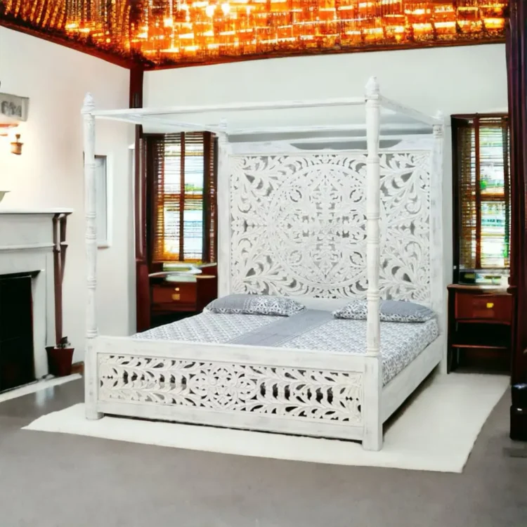 Samrat Wooden Carved Poster Bed