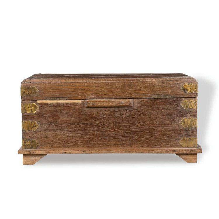 Vintage wooden and brass money chest-PD 102 - Purana Darwaza