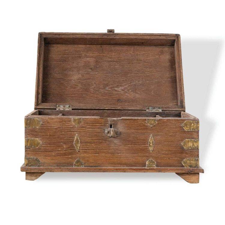 Vintage wooden and brass money chest-PD 102 - Purana Darwaza