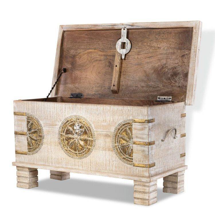 Wooden and brass storage chest-PD 106 - Purana Darwaza