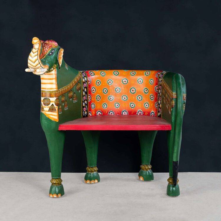 Wooden Elephant Maharaja Accent Chair, Funky Accent Furniture, Maharaja Indian Chair, Accent Furniture, Indian Chair - Purana Darwaza