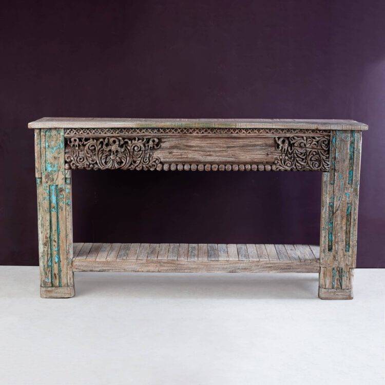 Vintage Carved Console Table, Wooden Vintage Table, Indian Carved Table, Planter Stand, Original Vintage Table