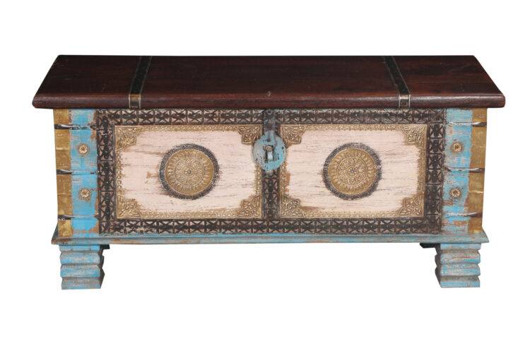 Perugia Wooden coffee table trunk box - Purana Darwaza