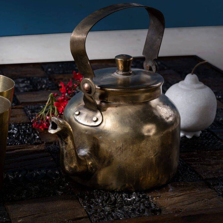 Vintage Brass Tea Kettle, Indian Brass Kettle, Brass Tea Pot, Antique Brass Water Kettle, Tea and Coffee Pot - Purana Darwaza