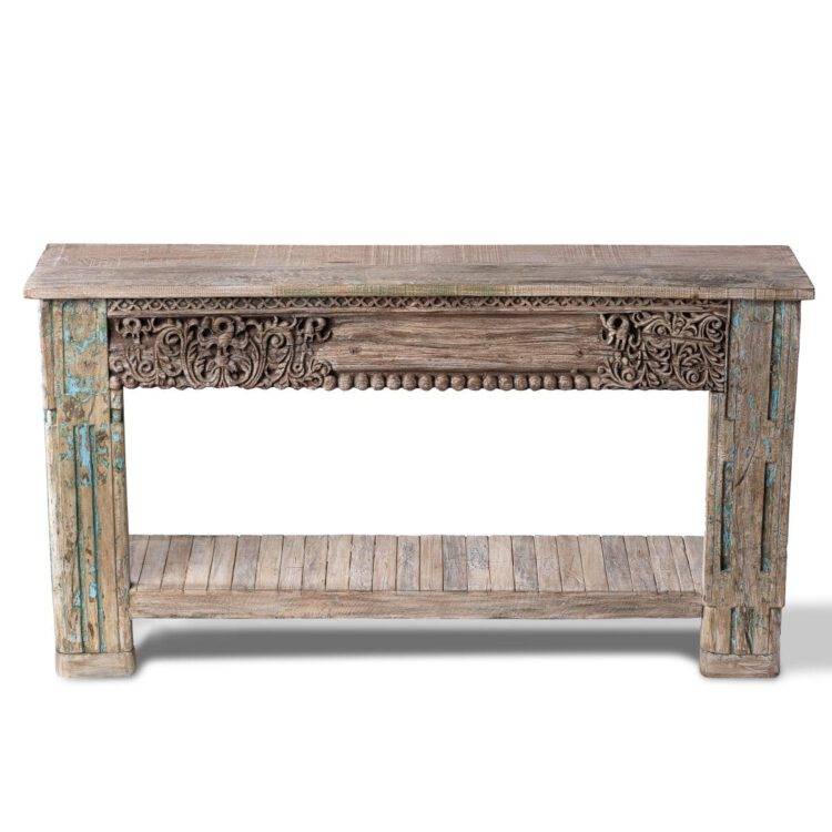 Vintage Carved Console Table, Wooden Vintage Table, Indian Carved Table, Planter Stand, Original Vintage Table - Purana Darwaza