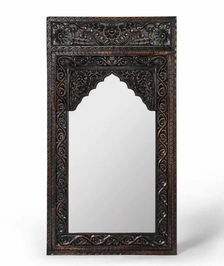 Asiya Hand carved wooden mirror frame - Purana Darwaza