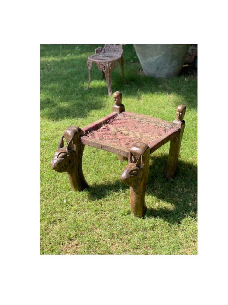 Charpoy Sitting Stool, Vintage Charpoy, Charpai, Antique Indian Bed, Indian Vintage Chair, Naga Furniture - Purana Darwaza