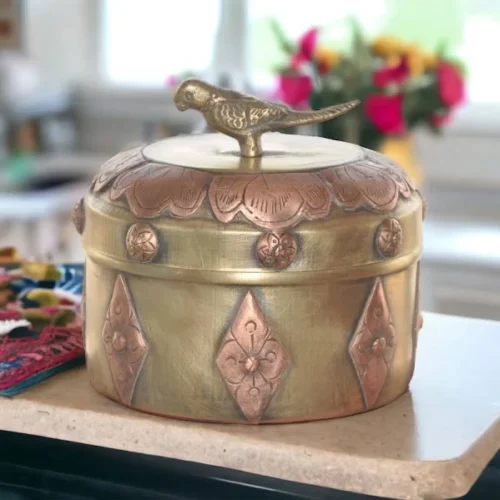 Anuradha Vintage Brass and Copper Toffee Box