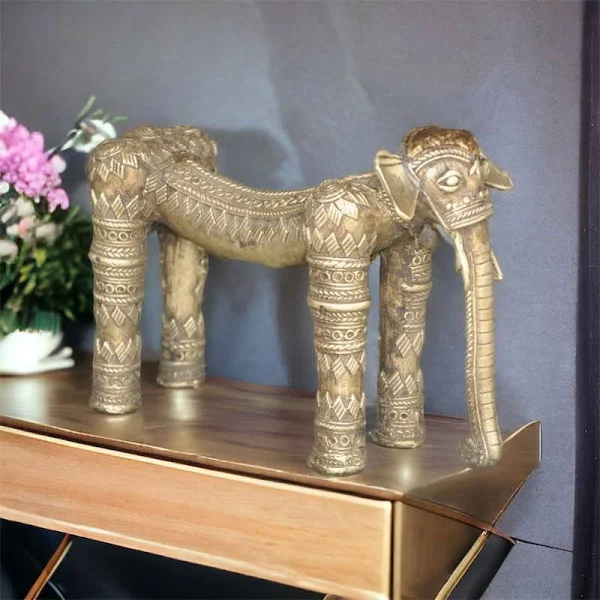 Damru Vintage Brass Elephant Statue