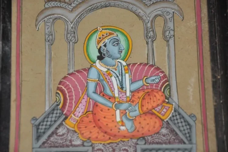 Hand Painted Miniature Painting - Krishna - Purana Darwaza