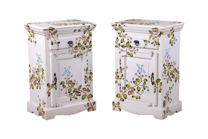 Jaipur Hand painted bedside table set of 2 1