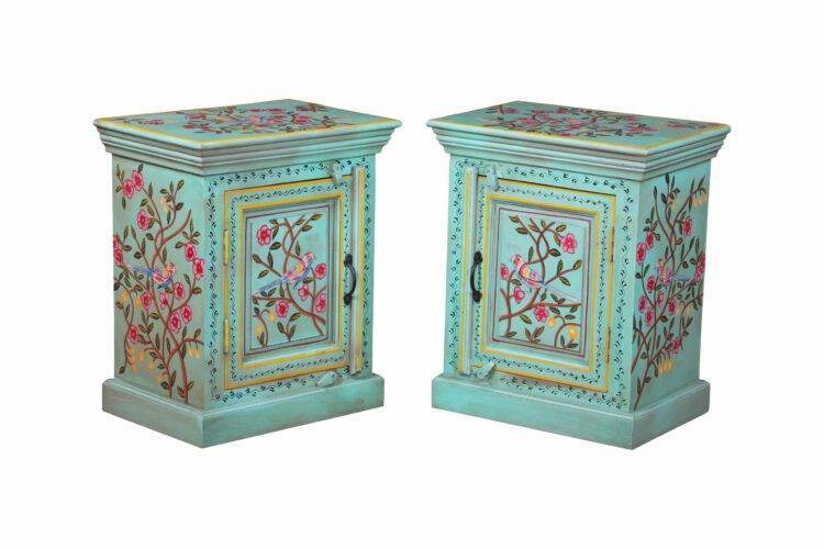Ajmer Hand painted bedside table set of 2