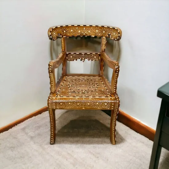 Indu Teak Wood and Bone Inlay Chair