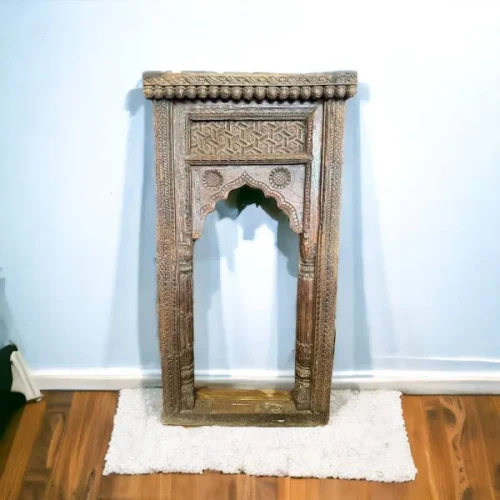 Malini Antique Hand-Carved Teak Wood Mirror Frame