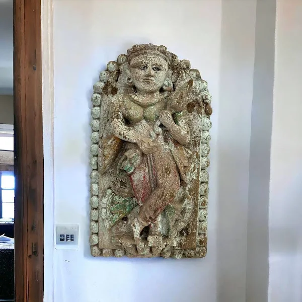 Menaka Vintage Teak Apsara Statue