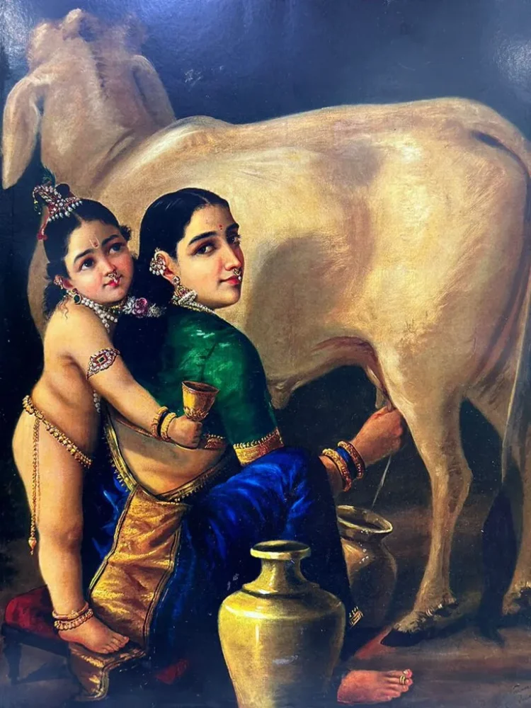 Raja Ravi Varma - Yashoda and Krishna - Purana Darwaza