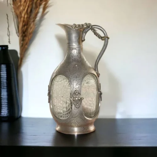Saira Vintage Brass and Glass Whiskey Decanter