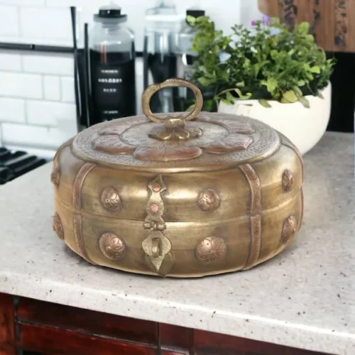 Saksham Vintage Brass and Copper Chapati Box