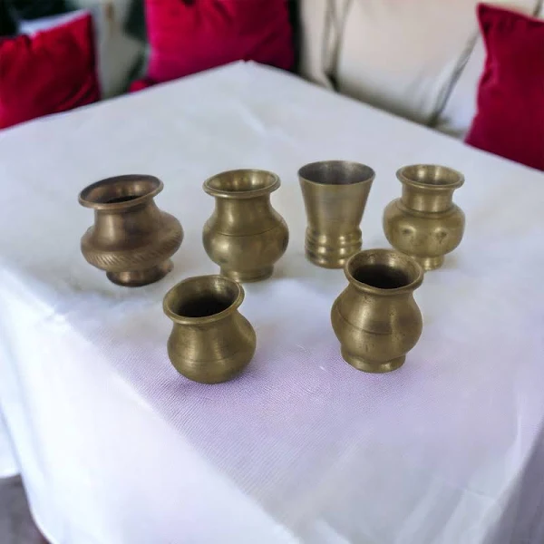 Sukhi Vintage Brass Pots - Set of 6