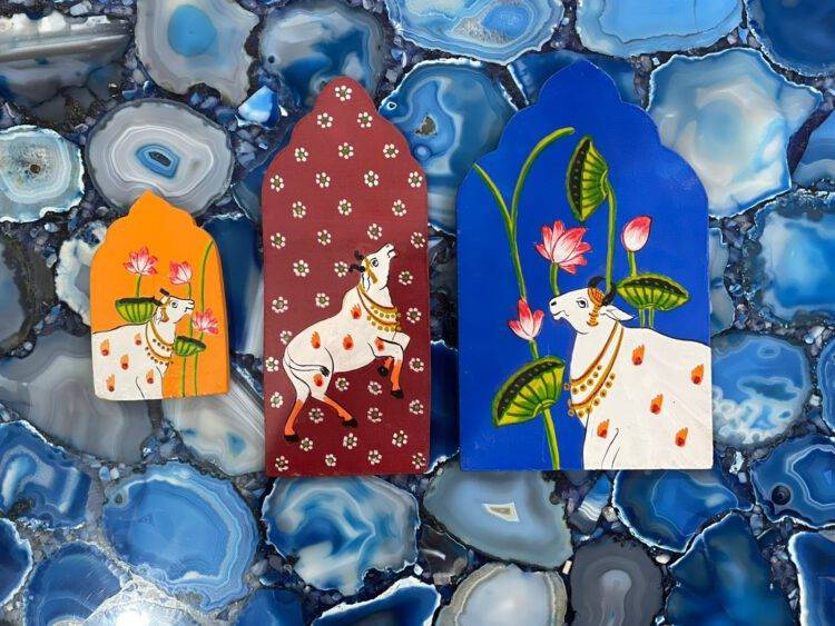 Hand painted Pichwai wall panel set of 3 pieces - Purana Darwaza