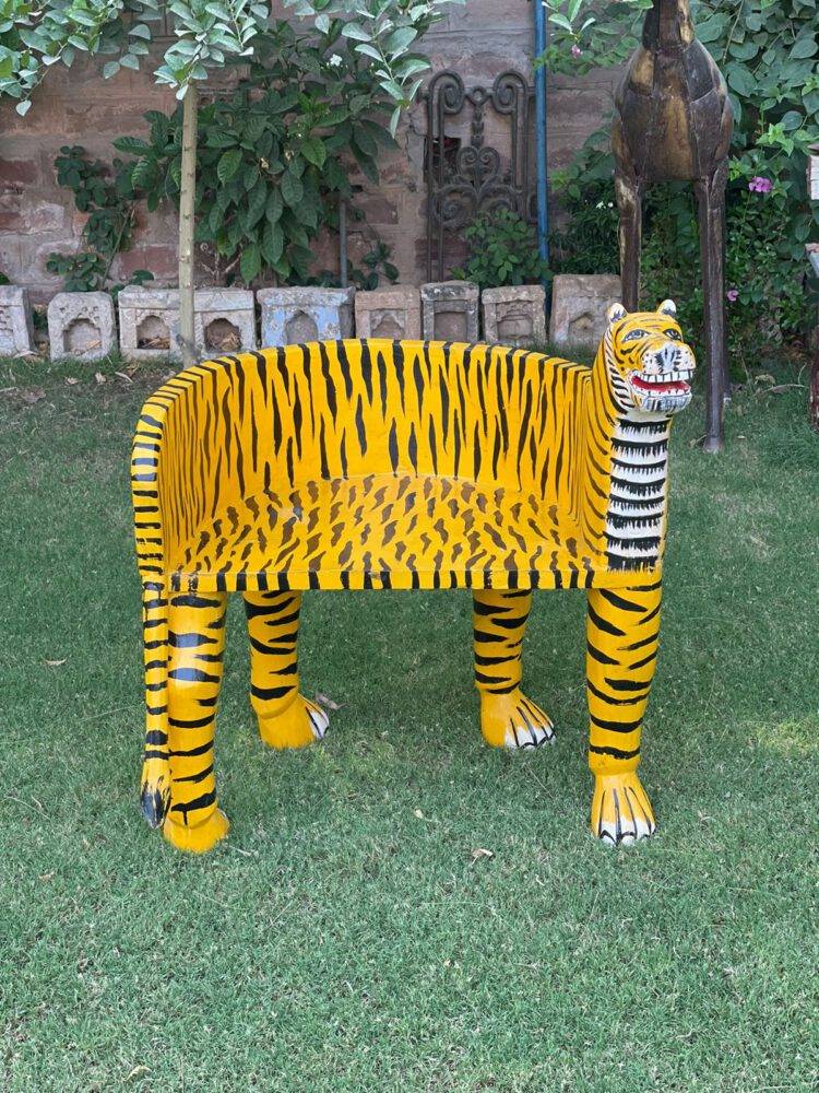 Wooden Baby Tiger Chair - Purana Darwaza