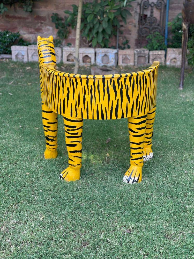 Wooden Baby Tiger Chair - Purana Darwaza