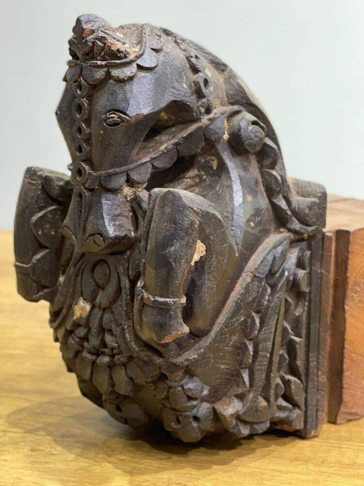 Vintage Wooden Horse Head - Purana Darwaza