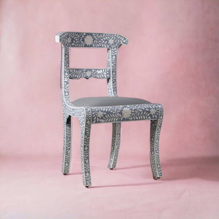 Santa Cruz Bone Inlay Chair - Purana Darwaza