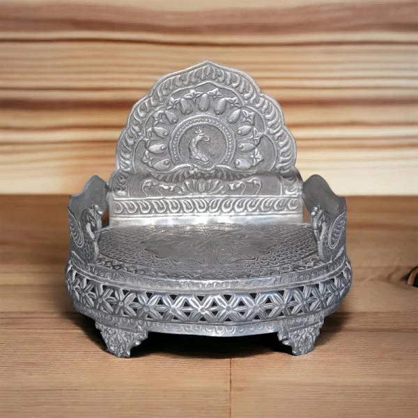 White Metal Embossed Fine Throne