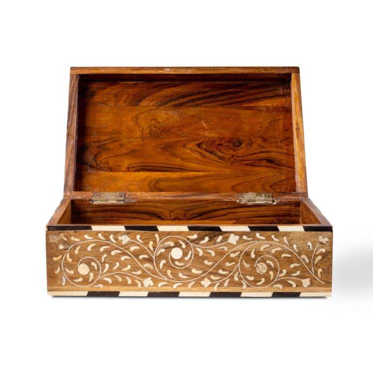 Teak wood and bone inlay box - Purana Darwaza