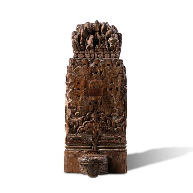 Vintage Wooden Carved Candle Holder, Indian Vintage Pillar Base, Vintage Candle Base - Purana Darwaza
