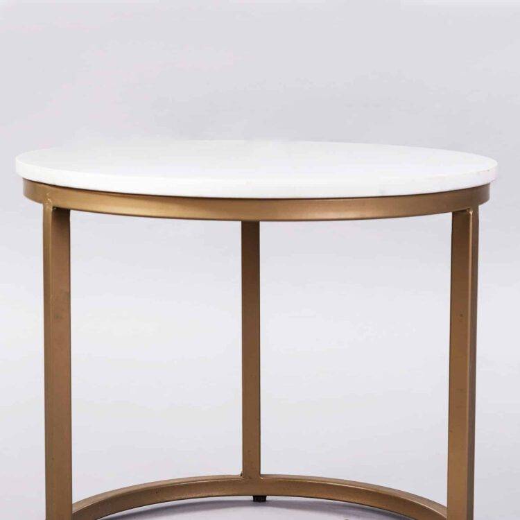 Grenoble Marble and iron side table - Purana Darwaza