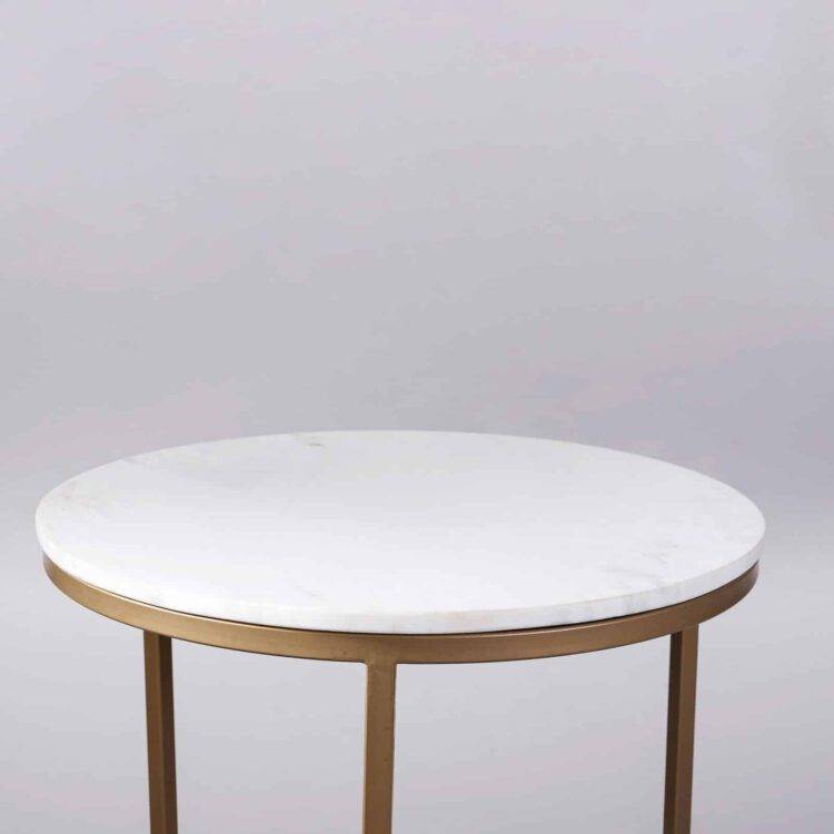 Grenoble Marble and iron side table - Purana Darwaza